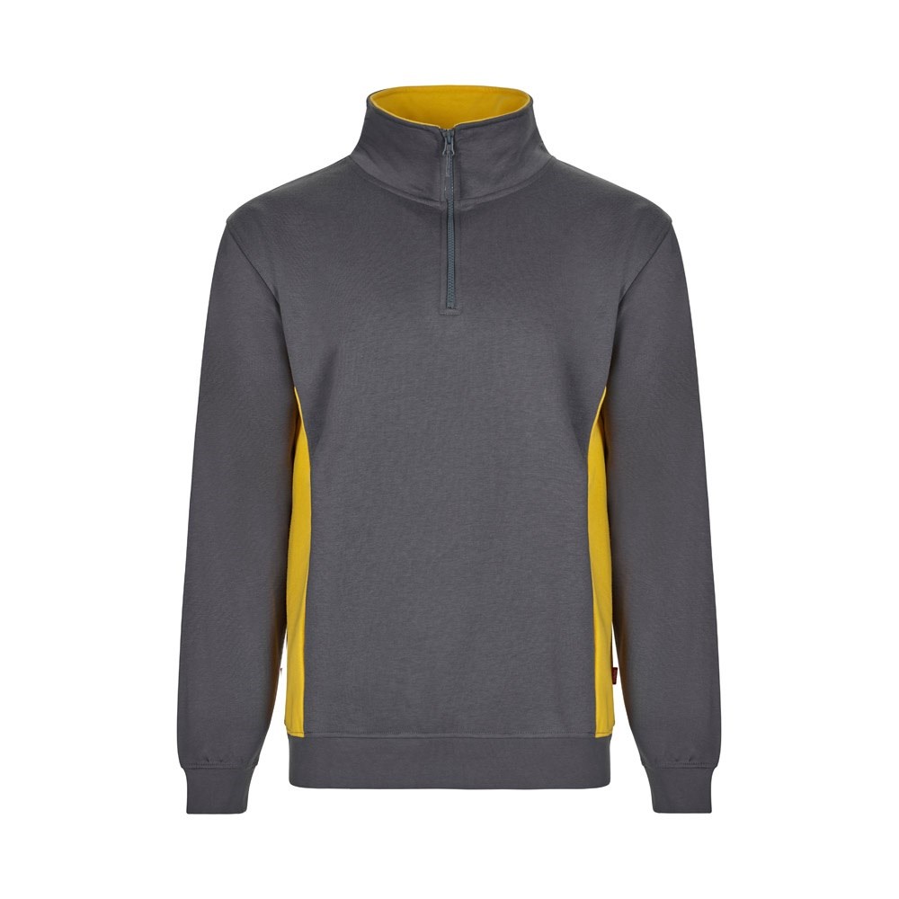 VL SVAROG. Zweifarbiges Frottee-Sweatshirt (260 g/m²), aus Polyester (65 %) und Baumwolle (35 %) - Grau, Gelb