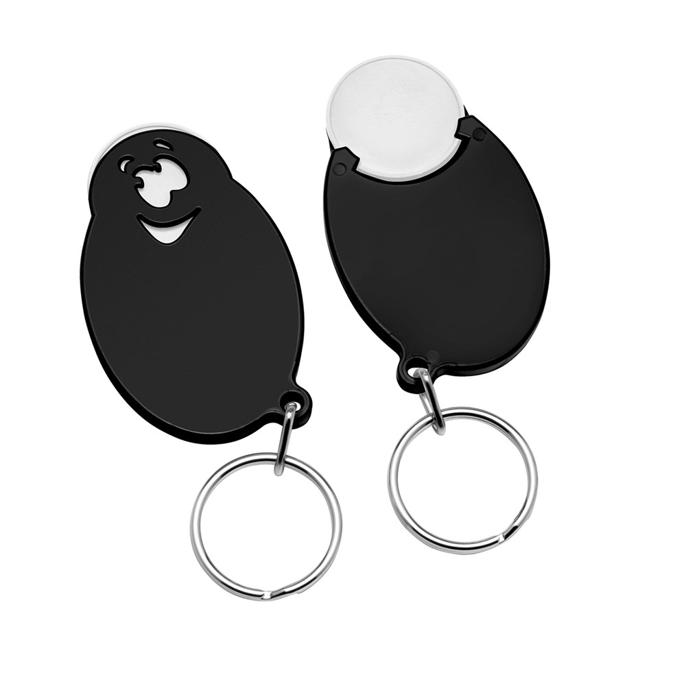 Chiphalter mit 1€-Chip "Gesicht" - Weiß/Schwarz