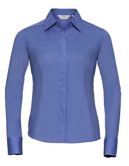 Russell Athletic Collection - Ladies' Long Sleeve Fitted Polycotton Poplin Shirt - Corporate Blue