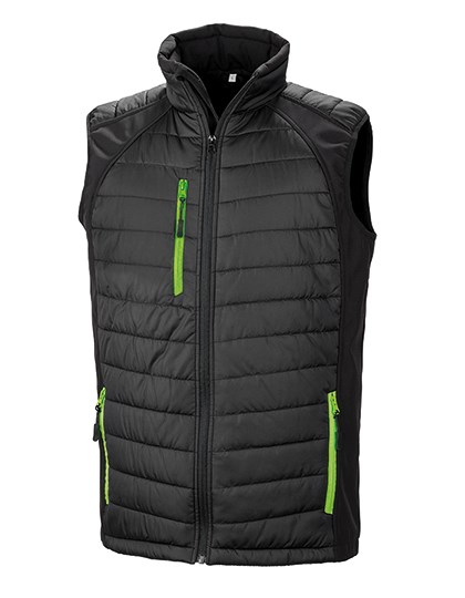 Result Recycled - Recycled Compass Padded Softshell Gilet - Black, Lime