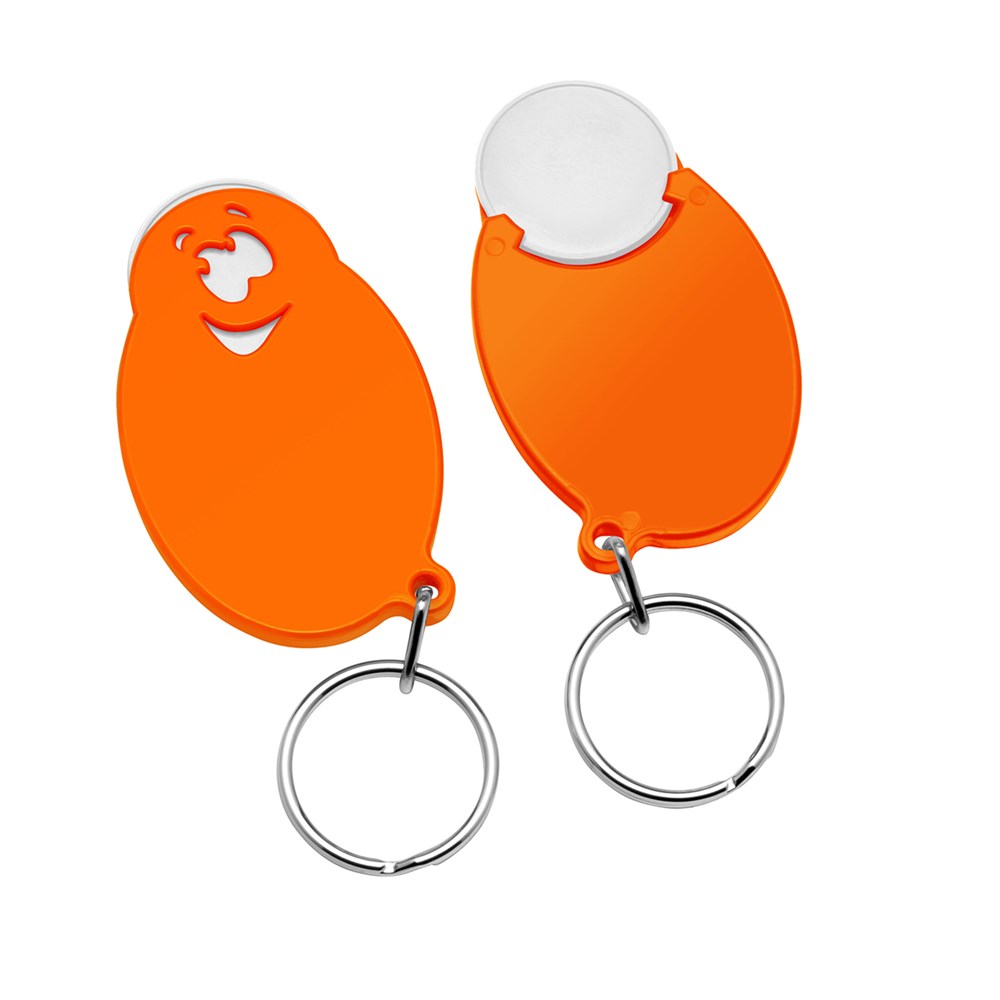 Chiphalter mit 1€-Chip "Gesicht" - Weiß/Orange