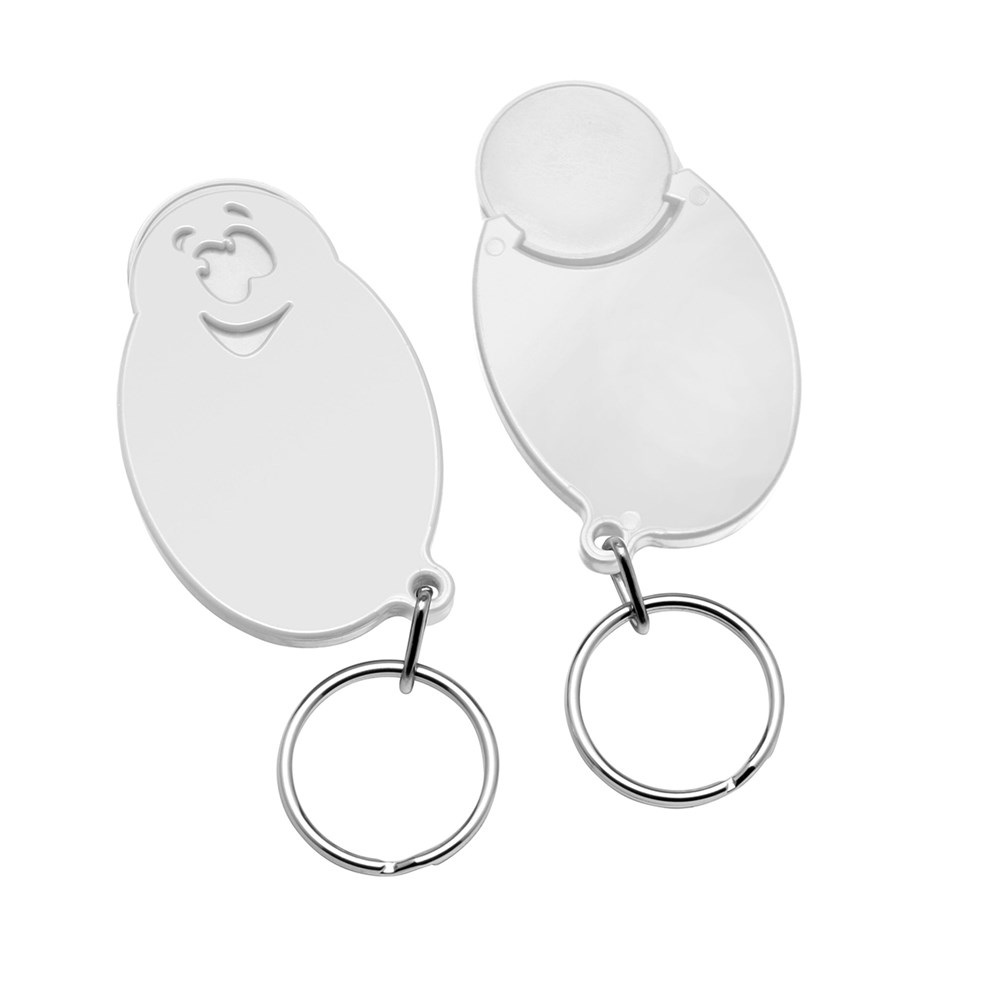 Chiphalter mit 1€-Chip "Gesicht" - Weiß/Weiß