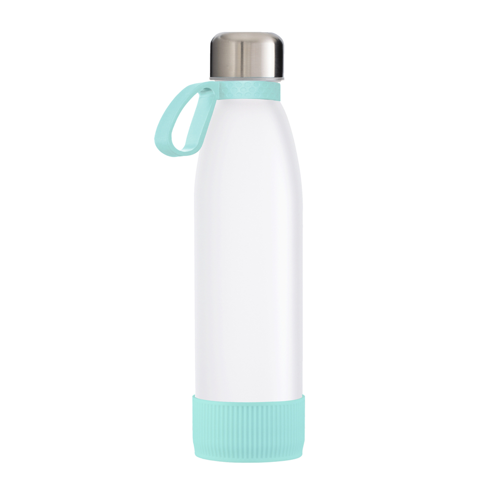 Trinkflasche GLASS - hellblau, silber, weiß