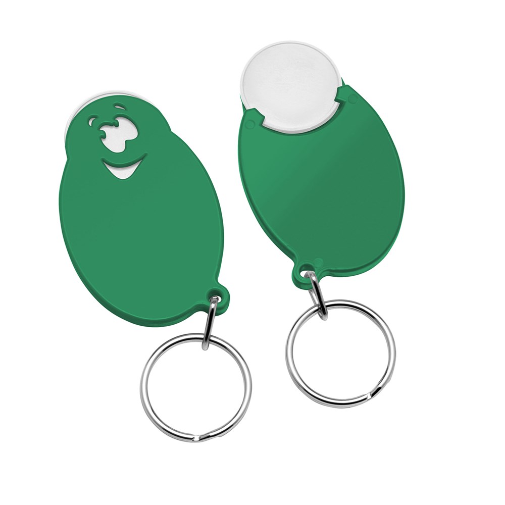 Chiphalter mit 1€-Chip "Gesicht" - Weiß/Grün