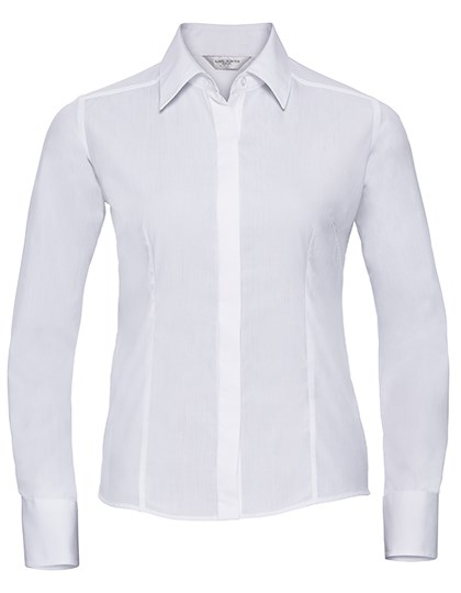 Russell Athletic Collection - Ladies' Long Sleeve Fitted Polycotton Poplin Shirt - White