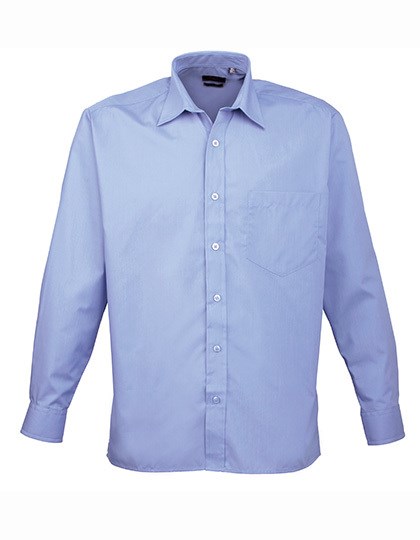Premier Workwear - Men´s Poplin Long Sleeve Shirt - Mid Blue (ca. Pantone 2718C)