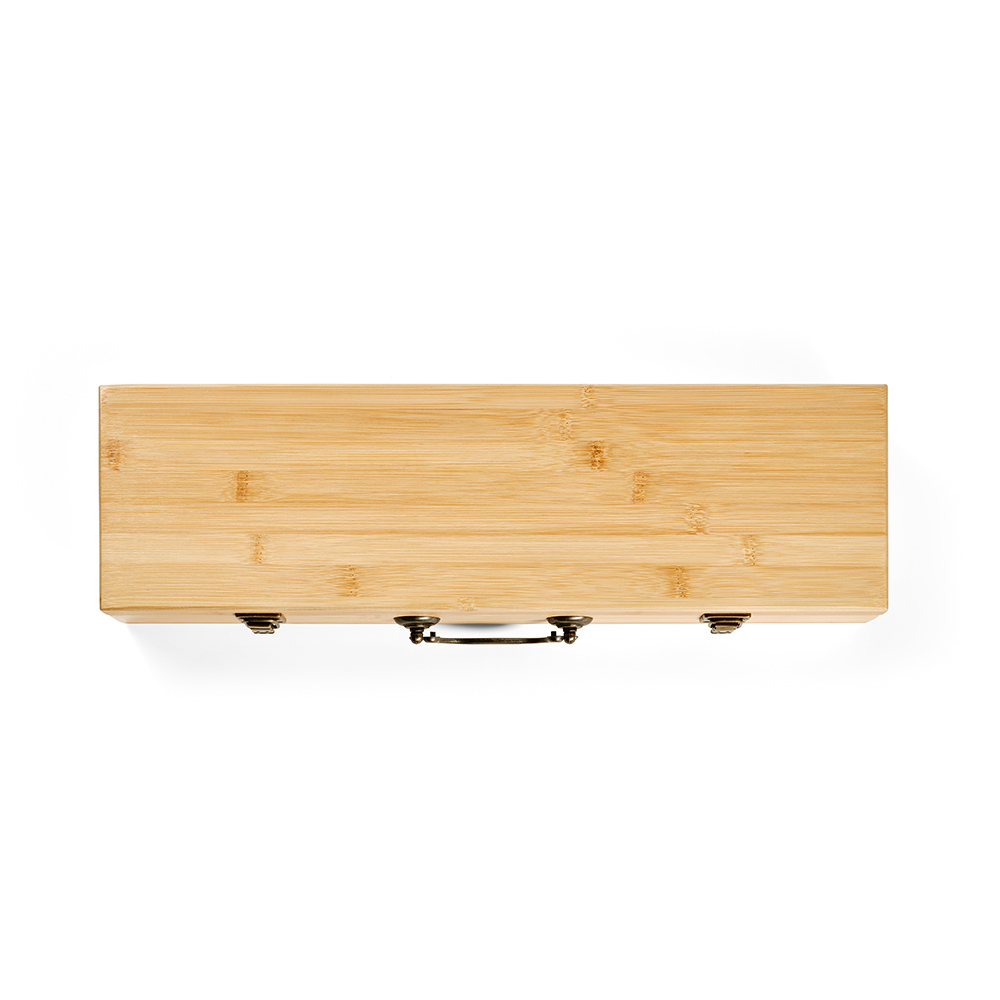 Turner Barbecue-Set aus Bambus. Mit Etui, Zange, Gabel und Spatel - Natur