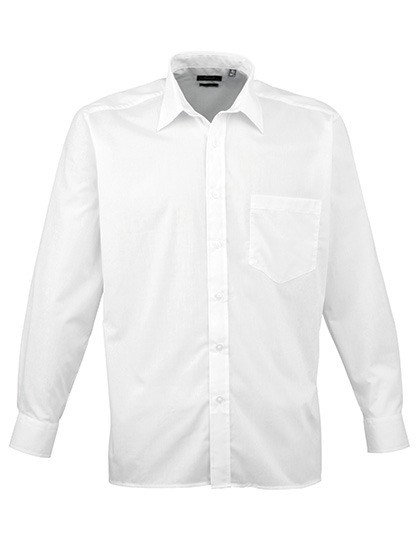 Premier Workwear - Men´s Poplin Long Sleeve Shirt - White