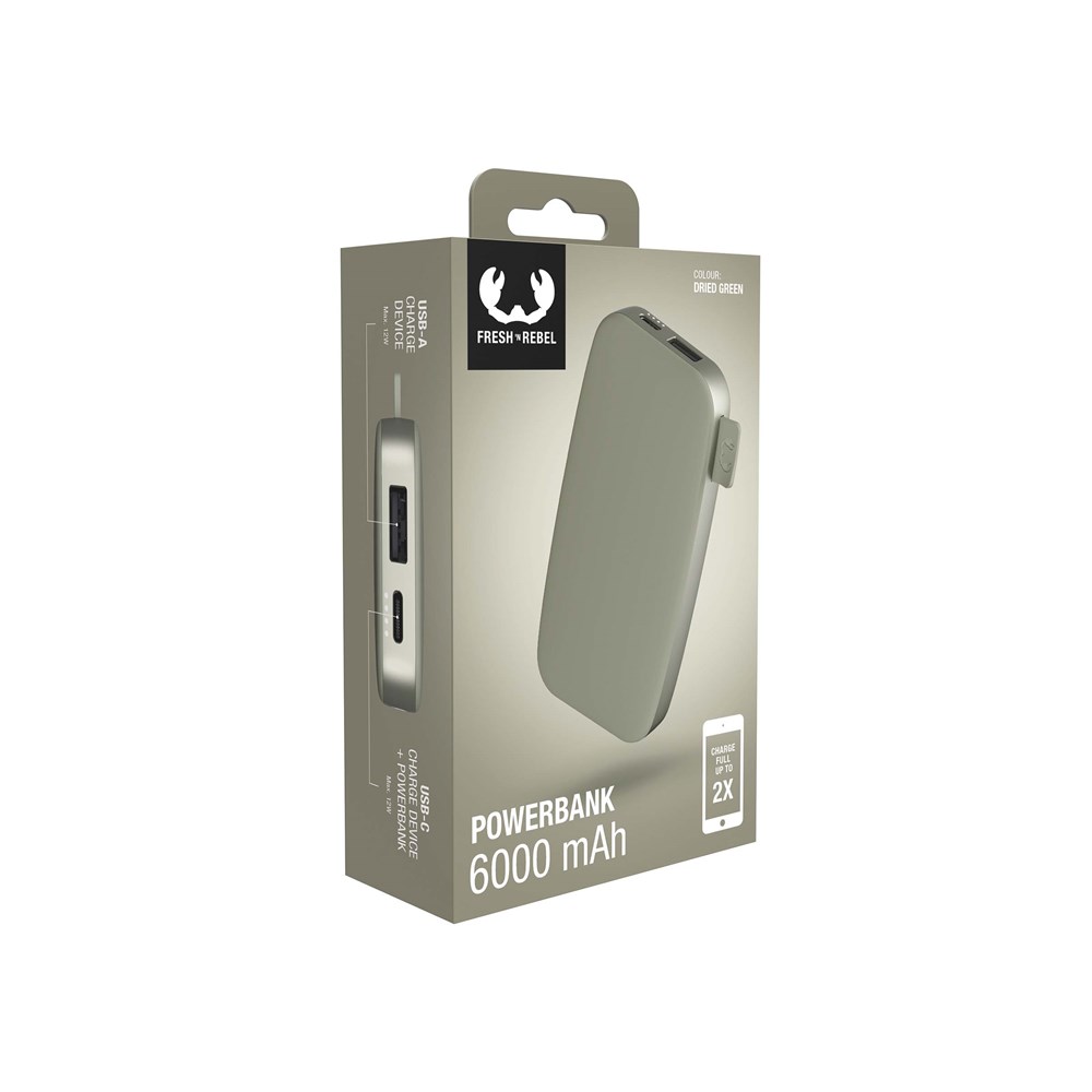 Fresh 'n Rebel Powerbank 6000 mAh USB-C Dried Green