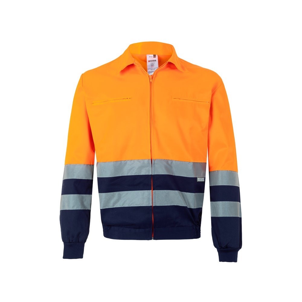 VL NEPTUNE. Zweifarbige Twill-Jacke (210g/m²) aus Polyester (80%) und Baumwolle (20%) - Marineblau, Orange