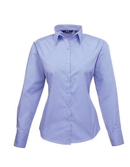 Premier Workwear - Women´s Poplin Long Sleeve Blouse - Mid Blue (ca. Pantone 2718C)