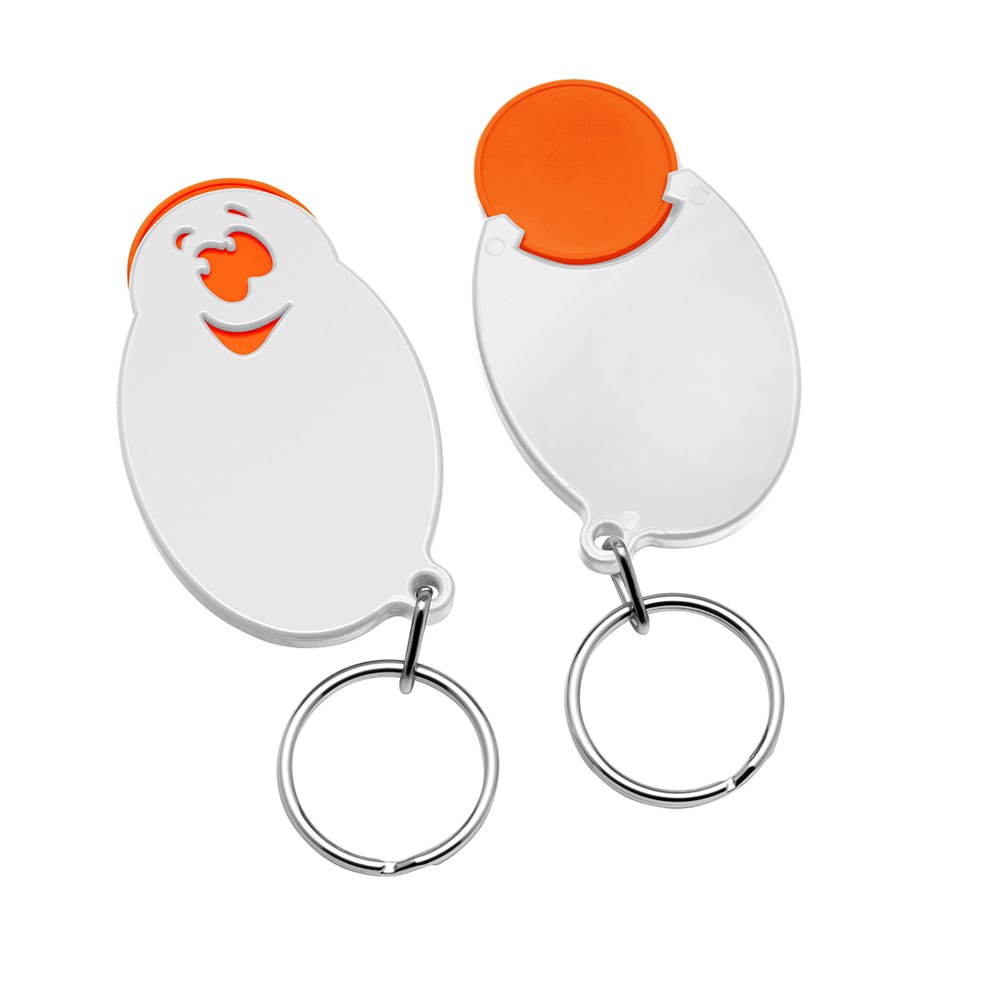 Chiphalter mit 1€-Chip "Gesicht" - orange/weiß