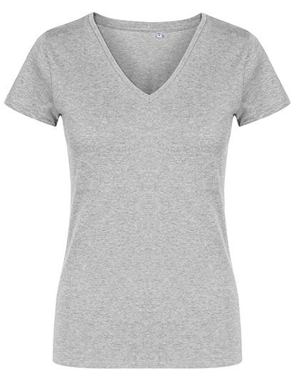 X.O by Promodoro - Women´s V-Neck T-Shirt - Heather Grey