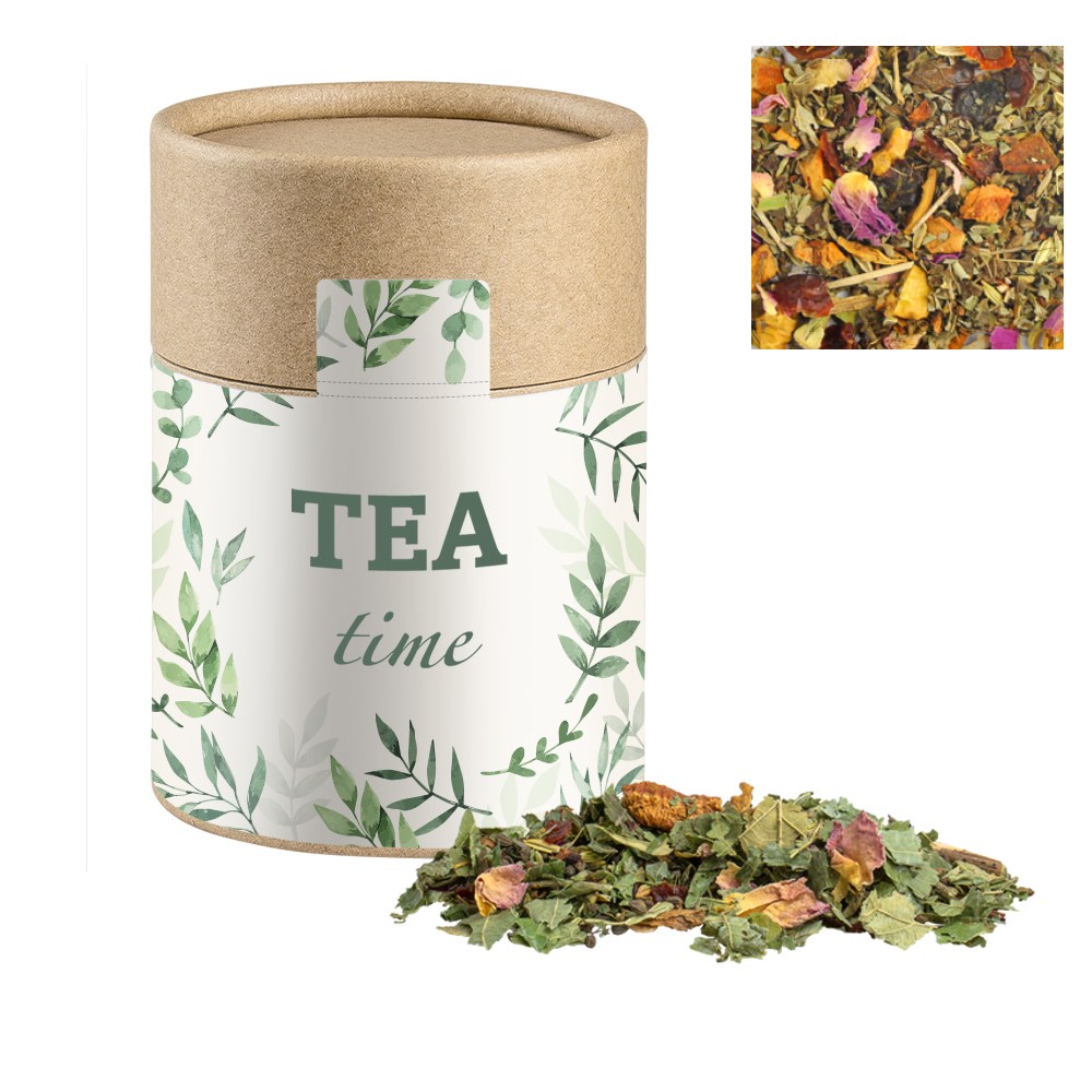 Kräutertee Glücksgefühle, ca. 40g, Kraftpapierdose Midi