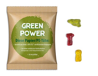 Fruchtgummi Standardformen - Papier/PE-Verbundfolie weiß