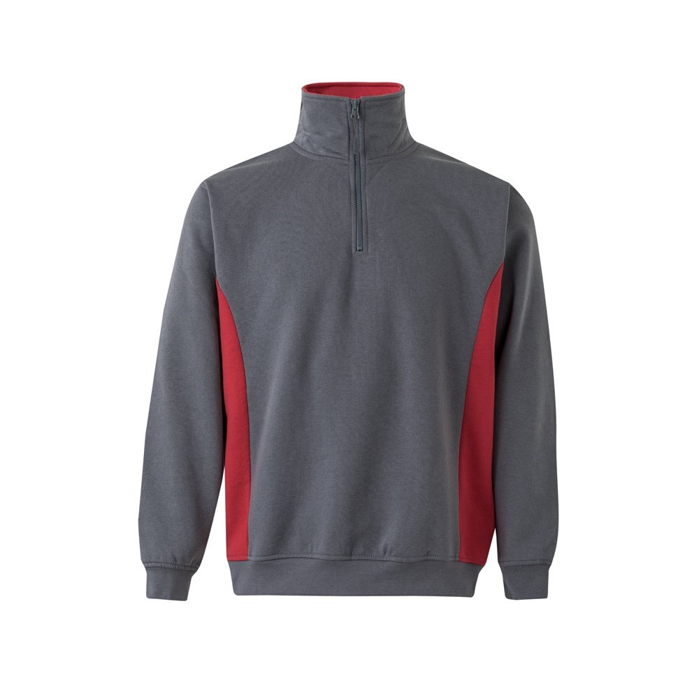 VL SVAROG. Zweifarbiges Frottee-Sweatshirt (260 g/m²), aus Polyester (65 %) und Baumwolle (35 %) - Grau, Rot