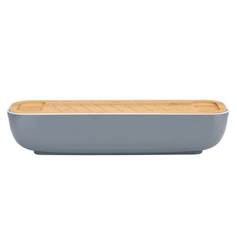 ALPINA Bread Box With Lid And Cutting Board- Grau