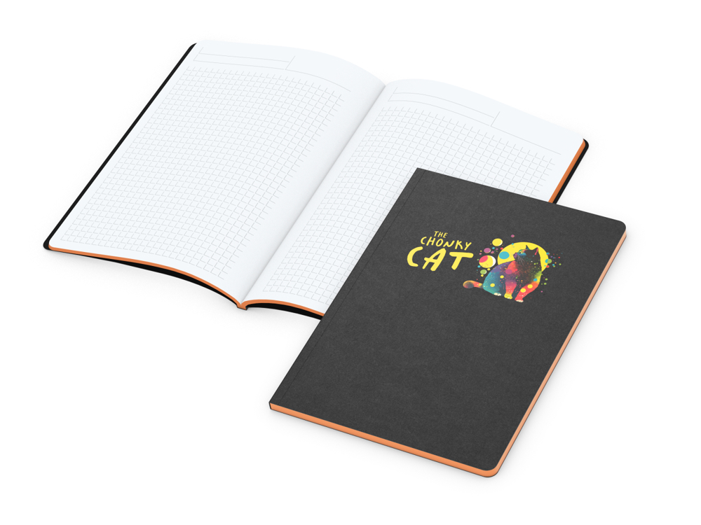 Notizbuch Tablet-Book, A5, Winkelkaro, orange, Siebdruck-Digital