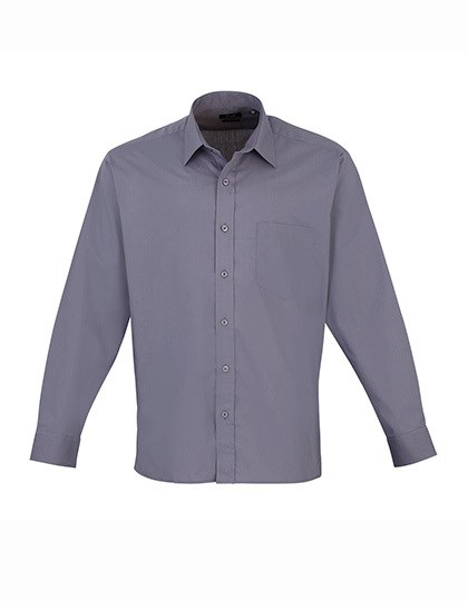 Premier Workwear - Men´s Poplin Long Sleeve Shirt - Steel (ca. Pantone Cool Grey 11C)