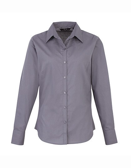 Premier Workwear - Women´s Poplin Long Sleeve Blouse - Steel (ca. Pantone Cool Grey 11C)