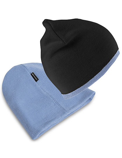 Result Winter Essentials - Soft Feel Cuffless Reversible Beanie - Black, Sky