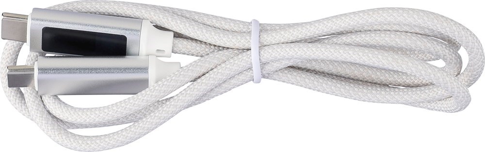 Ladekabel aus Nylongewebe 65W Claudia - Hellgrau