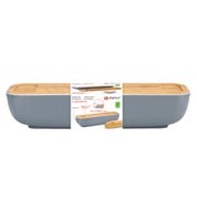 ALPINA Bread Box With Lid And Cutting Board- Grau