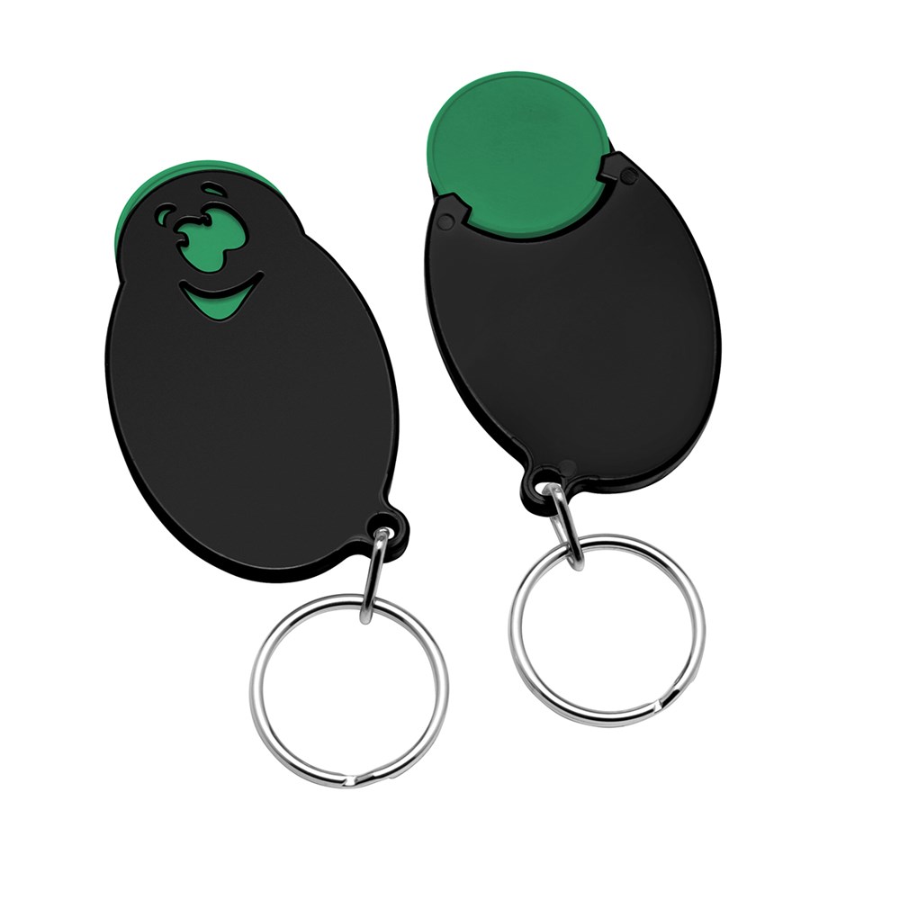 Chiphalter mit 1€-Chip "Gesicht" - Grün/schwarz