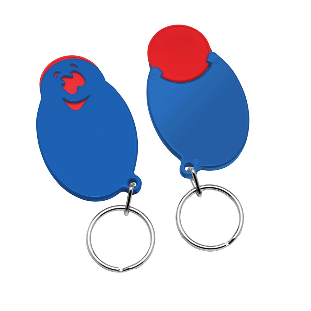 Chiphalter mit 1€-Chip "Gesicht" - rot/blau