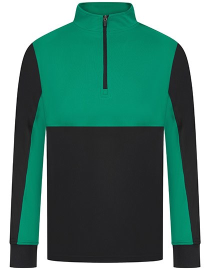 Finden+Hales - Adults 1/4 Zip Tracksuit Top - Black, Emerald