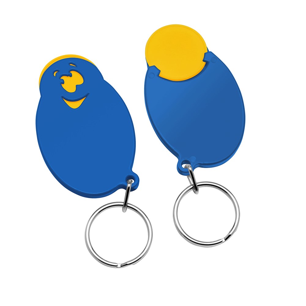 Chiphalter mit 1€-Chip "Gesicht" - gelb/blau