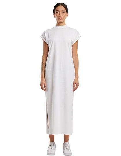 Build Your Brand - Ladies Long Extended Shoulder Dress - White