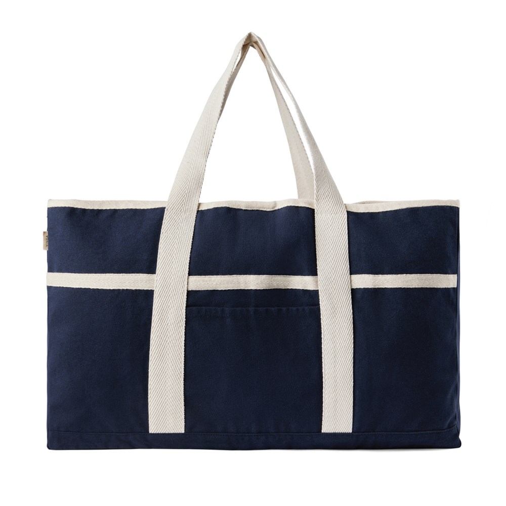VINGA Volonne AWARE™ Strandtasche aus recyceltem Canvas - blau, off white (± PMS 19-4011/ ± PMS 11-0606 TPG)