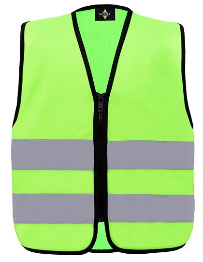 Korntex - Kids´ Hi-Vis Safety Vest With Front Zipper Aalborg - Lime Green