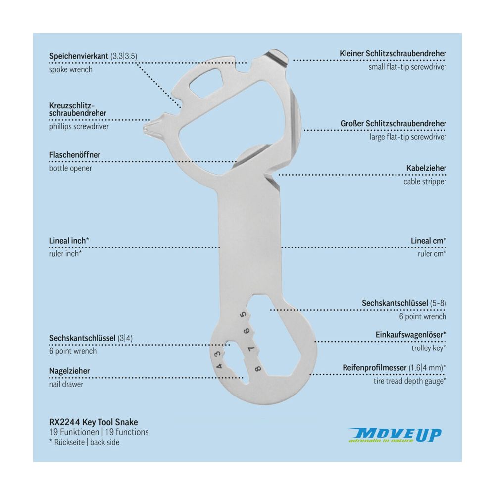 Geschenkartikel: ROMINOX® Key Tool Snake (19 Funktionen) im Motiv-Mäppchen Deutschland Fan Jubelverstärker