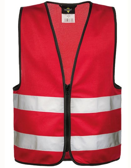 Korntex - Kids´ Hi-Vis Safety Vest With Front Zipper Aalborg - Red