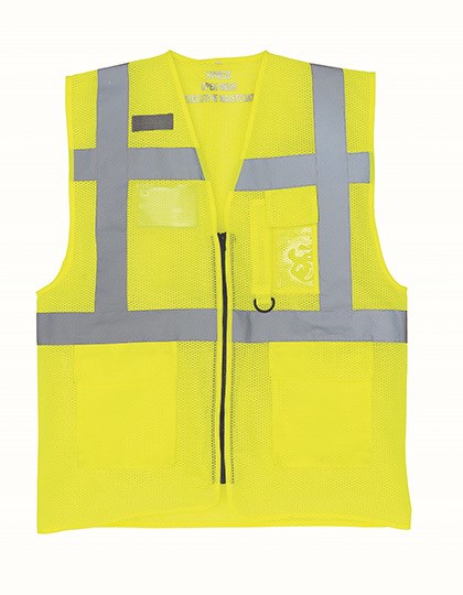YOKO - Hi-Vis Top Cool Recycled Open Mesh Executive Waistcoat - Hi-Vis Yellow