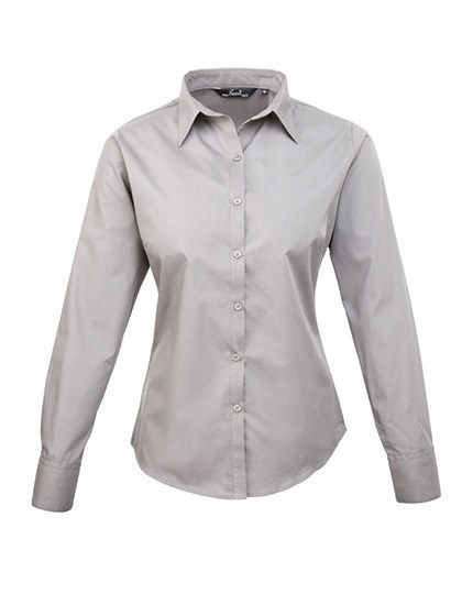Premier Workwear - Women´s Poplin Long Sleeve Blouse - Silver (ca. Pantone Cool Gray 7C)