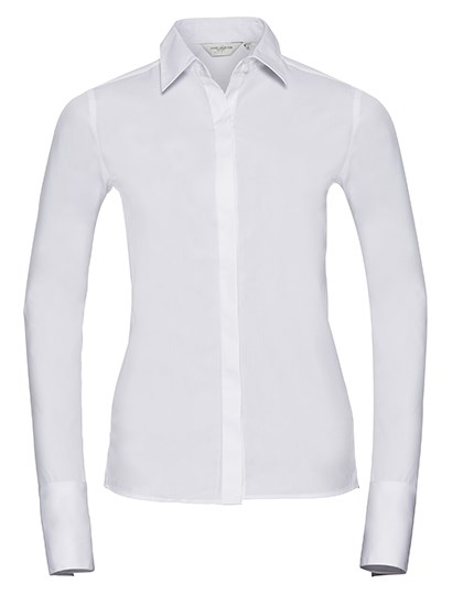 Russell Athletic Collection - Ladies' Long Sleeve Fitted Ultimate Stretch Shirt - White
