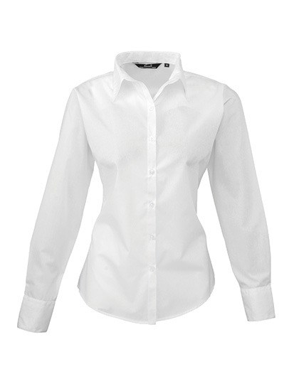 Premier Workwear - Women´s Poplin Long Sleeve Blouse - White
