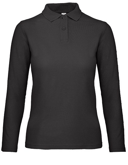 B&C BE INSPIRED - Women´s Long Sleeve Polo ID.001 - Black