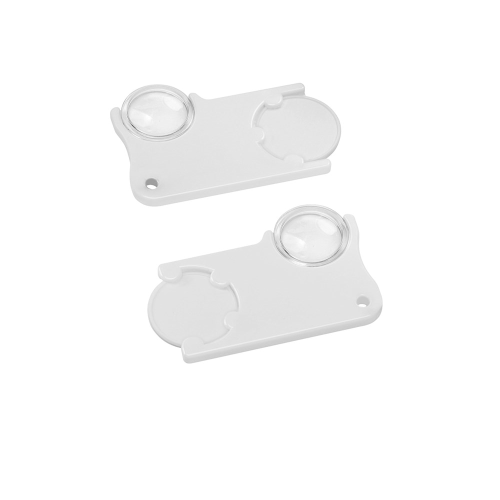 Chiphalter mit 1€-Chip und Lupe - Weiß/Weiß