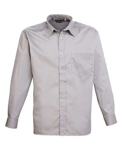 Premier Workwear - Men´s Poplin Long Sleeve Shirt - Silver (ca. Pantone Cool Gray 7C)