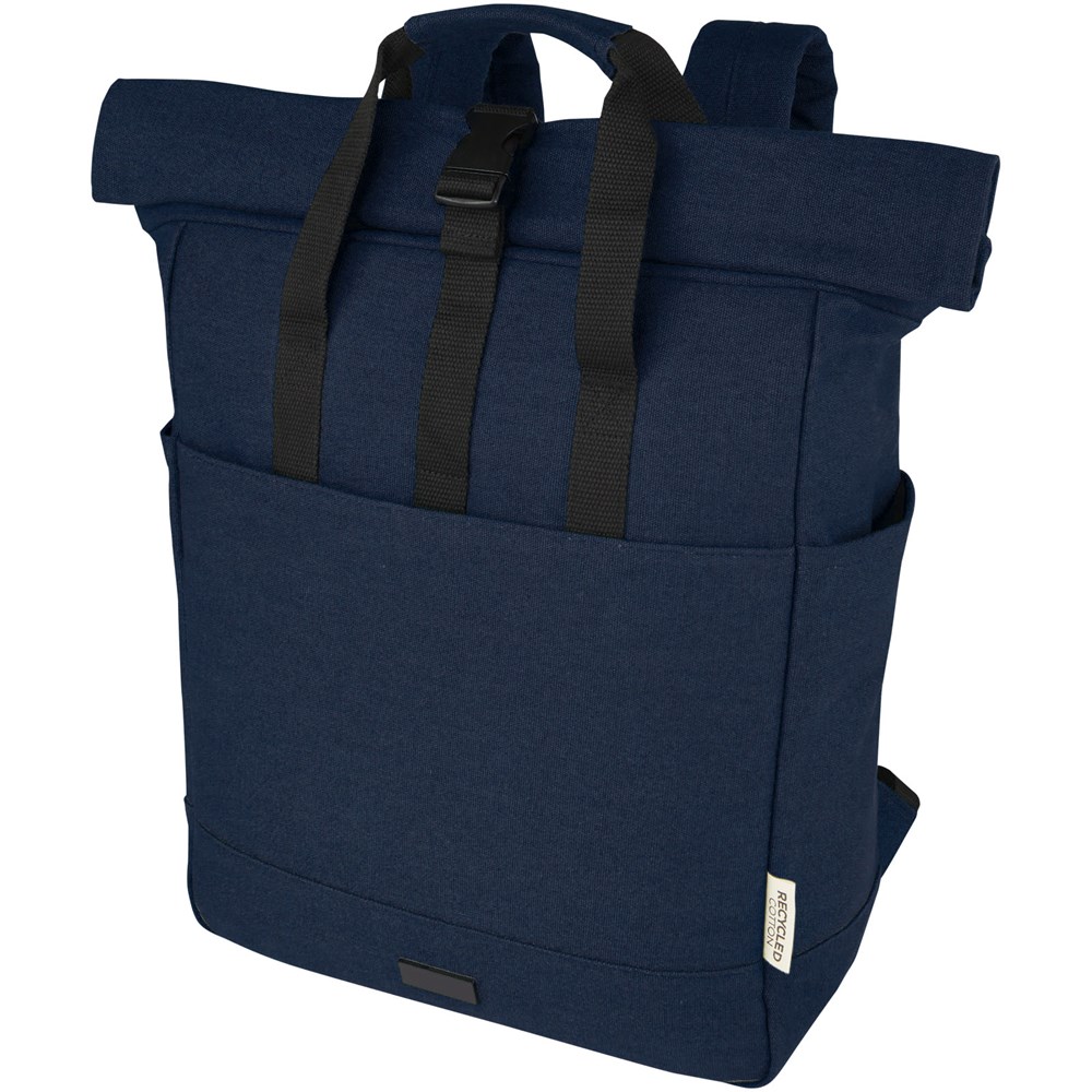 Joey 15" GRS Rolltop Laptoprucksack aus recyceltem Canvas 15 L - Navy