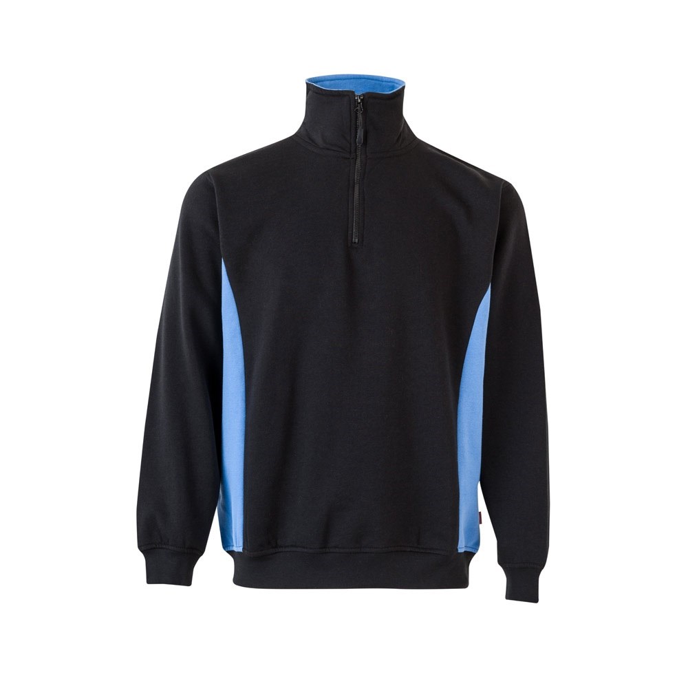 VL SVAROG. Zweifarbiges Frottee-Sweatshirt (260 g/m²), aus Polyester (65 %) und Baumwolle (35 %) - schwarz, hellblau