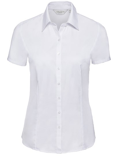 Russell Athletic Collection - Ladies' Short Sleeve Tailored Herringbone Shirt - White