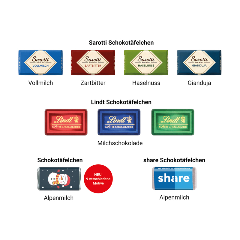 Täfelchen Adventskalender, Alpenmilch-Schokotäfelchen